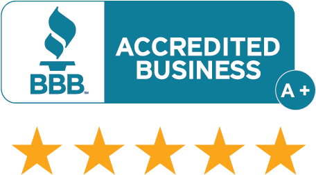 BBB Accredited Business — A+ rating logo with five stars